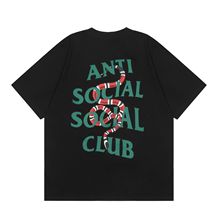跨境外贸antisocial欧美金典字母数字高街休闲男女情侣宽松T恤ins