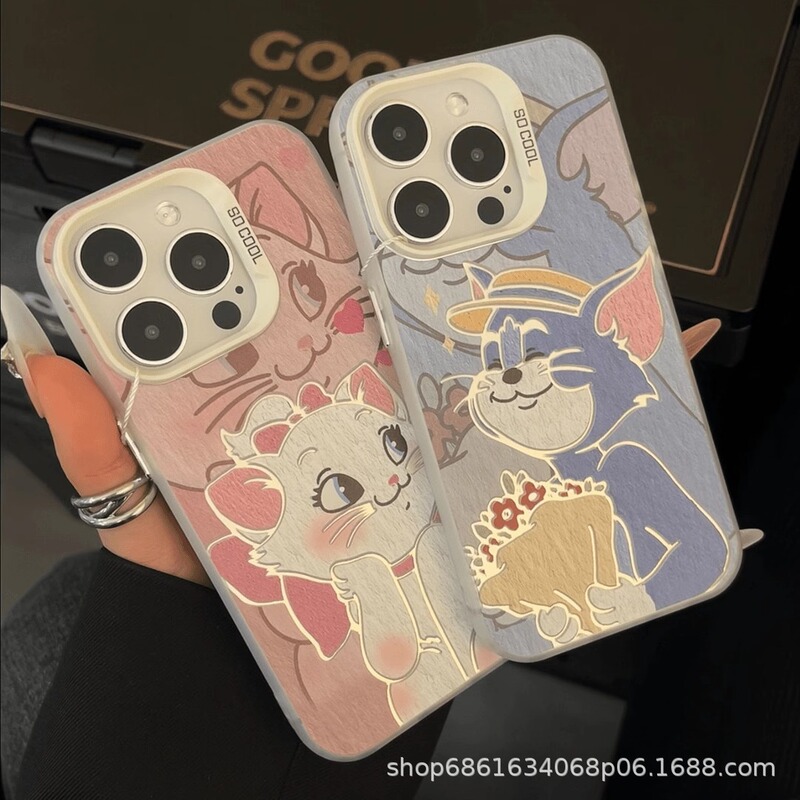 Tom Mary Apple 17Air Mobile Phone Case 15Plus8 Couple 14XS11 Protection 16Pro12 Cute 7 Color Silver