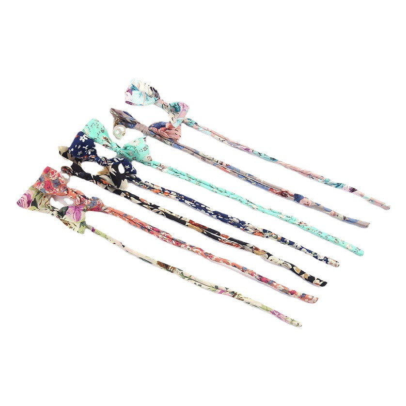 Korean version of the new fabric floral pearl bow hair iron artifact ball head hairdressing stick hairdressing tools wholesale