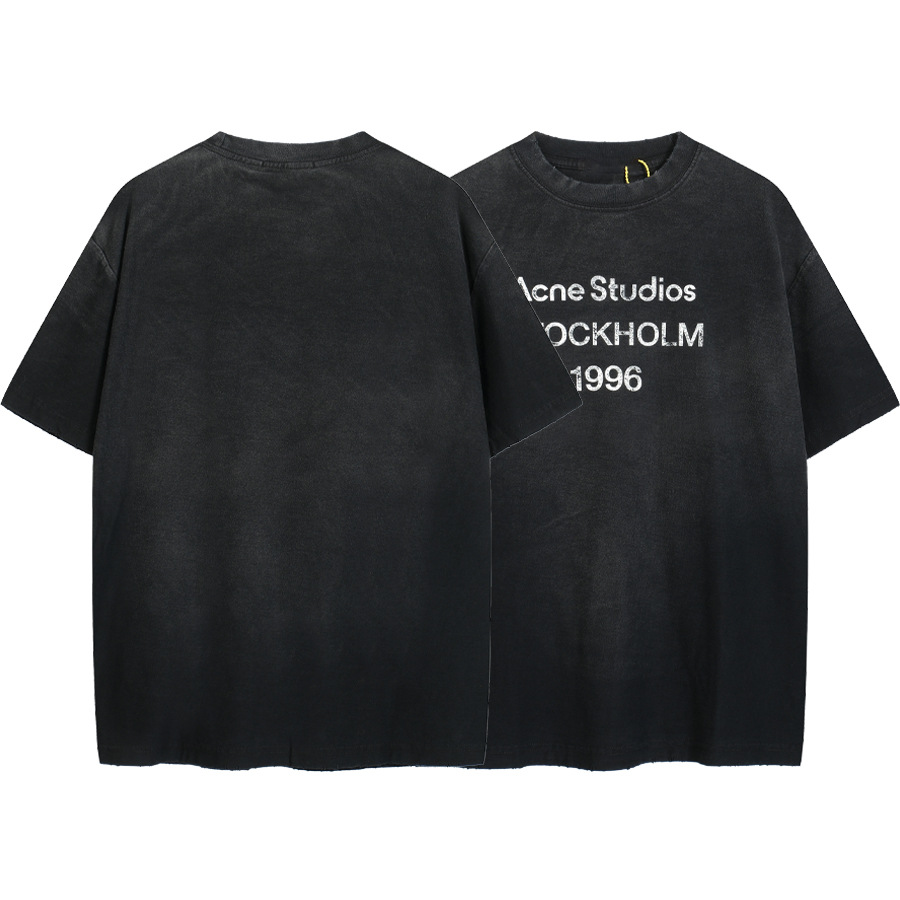 Edición correcta 2023SS nuevo hacer viejo agujero AXD impresión gradiente camiseta de manga corta camiseta superior de ambos sexos