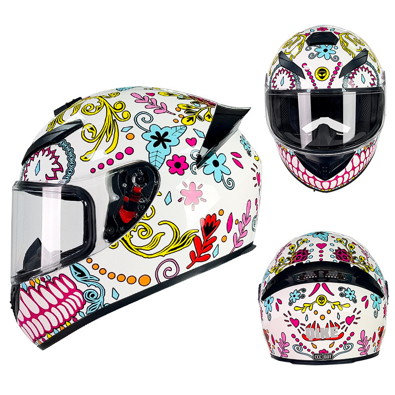 Cascos de Motocicleta para Hombre y Mujer, Cascos de Seguridad para Vehículos Eléctricos de Invierno, Cascos Integrales para Motociclistas para Todas las Estaciones, Protección de Tendencia Nacional para Conducir