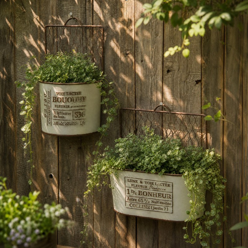 Yumei Iron Art Mesh Wall Hanging Pot, Semi-Circular Balcony Planting Pot, Personalized Vintage Square Garden Home Decoration Yumei Iron Art Mesh Wall Hanging Pot, Semi-Circular Balcony Planting Pot, Personalized Vintage Square Garden Home Decoration