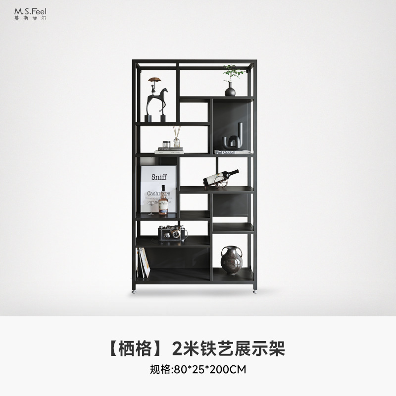 Estante de metal ligero de lujo estante de piso doméstico estante de escritorio estante de decoración de partición estante de exhibición creativa multicapa