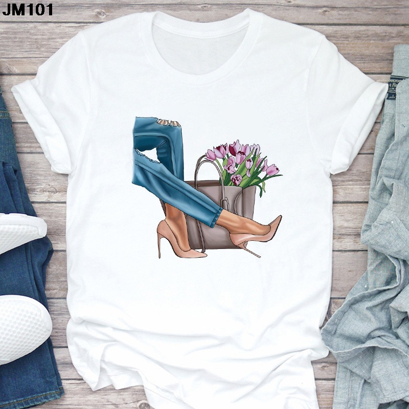 T-shirt Tops Type Street Occasion Round Neck Neckline Wholesale Women'S Casual Printing Short Sleeve Printing T-Shirts