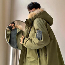 NASA中长款毛领羽绒服男冬季加厚保暖白鸭绒工装服连帽羽绒衣外套