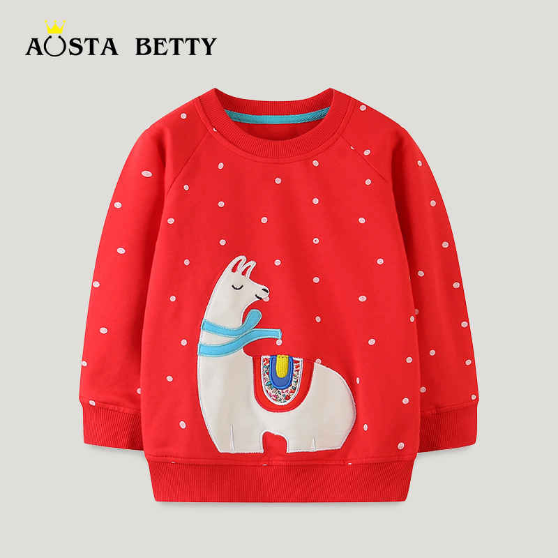 European and American Style Children's Long-Sleeved Sweatshirt Autum New Girls Round Neck Embroidered Terry Bottoming Jacket Women's Trbottomy