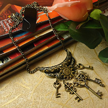 X290欧美外贸复古项链饰品钥匙齿轮民族风挂链亚马逊ebay外贸货源