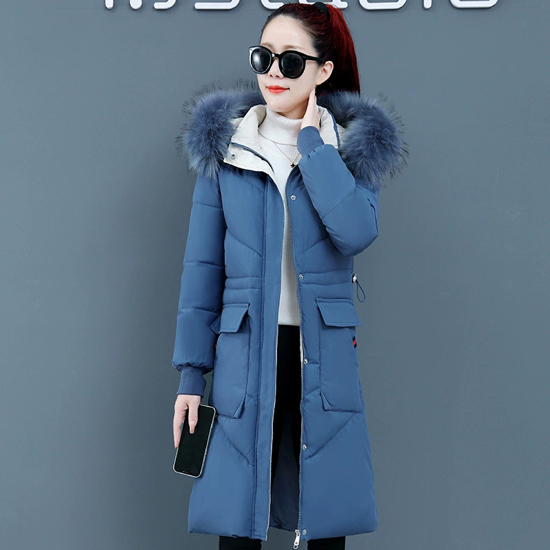 Средняя длина выше колена, 2022 г., Новая Модная приталенная модная пуховая куртка с хлопковой подкладкой, женская утепленная куртка на флисовой подкладке в Корейском стиле