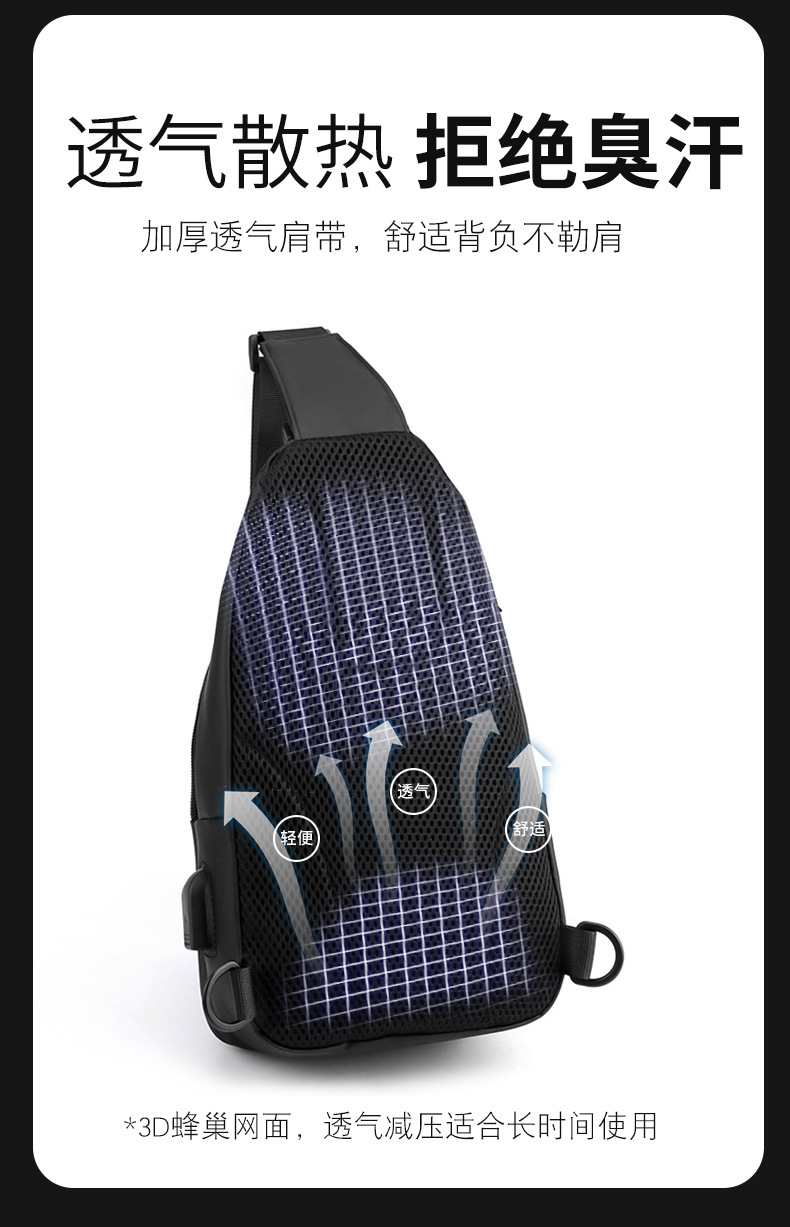 New business commuting lightweight single-shoulder bag, nylon hand-held men's crossbody bag, simple and casual chest bag, one-piece consignment undefined