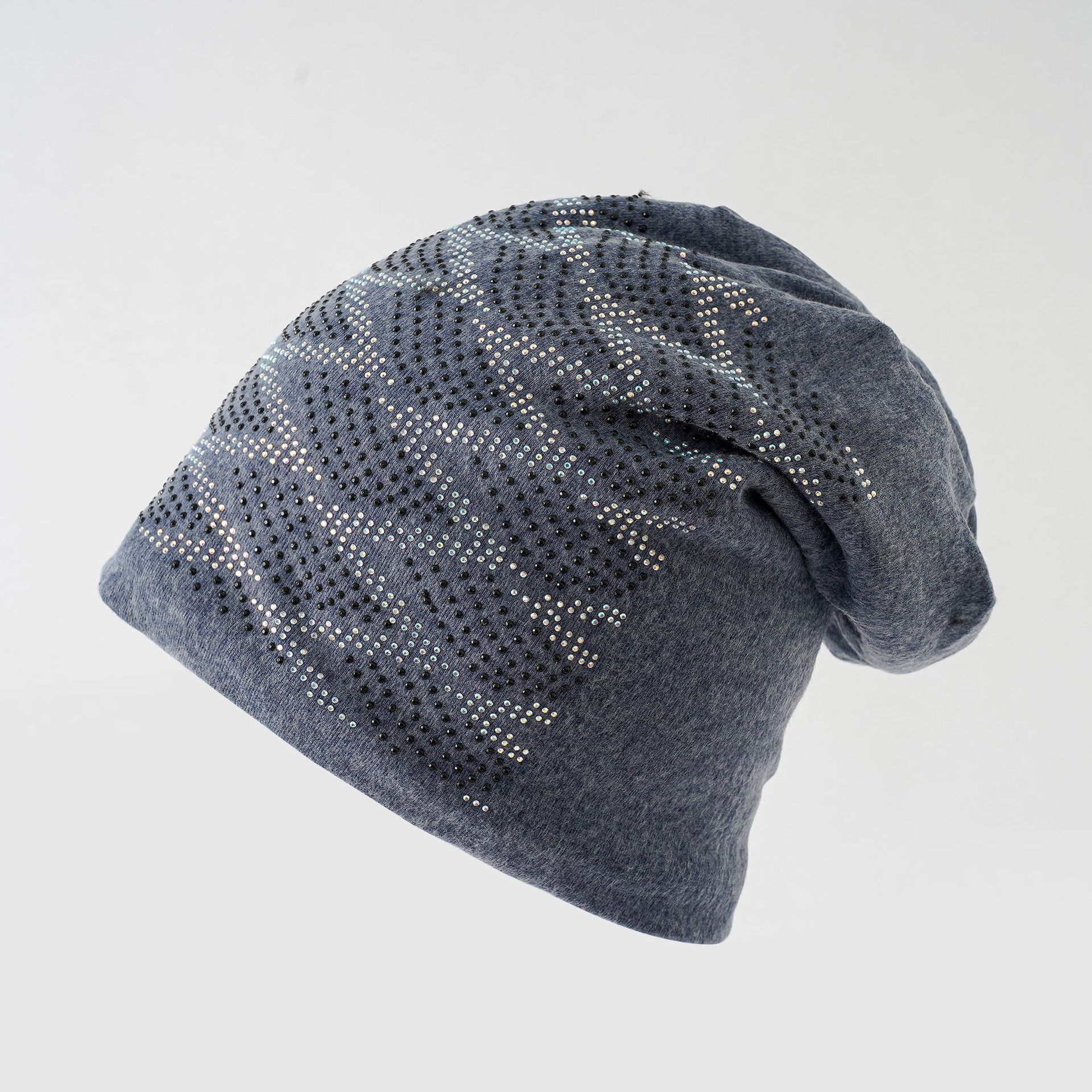 Moda de otoño e invierno sombrero de diamantes de imitación sombrero de pila de mujer con forro polar cálido sombrero de Jersey protección del oído puntera al aire libre
