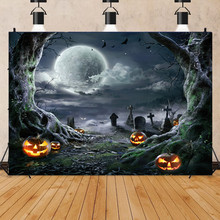 万圣节背景布万圣节主题派对背景南瓜灯恐怖夜景摄影背景装饰墙布