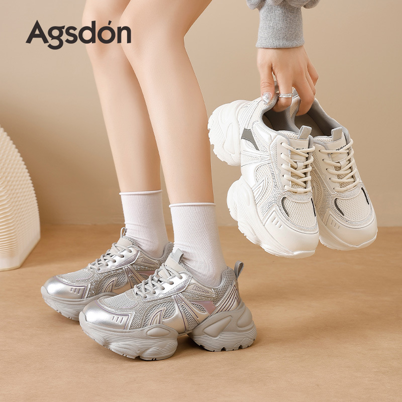 Augustion White Daddy Shoes Mujer 2025 Nuevo verano Mesera Moda Zapatos casuales Suela gruesa Zapatillas ligeras