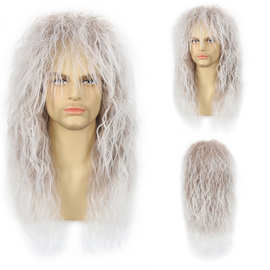 亚马逊欧美假发男女70年代80年代摇滚朋克长卷发欧美万圣节假发套