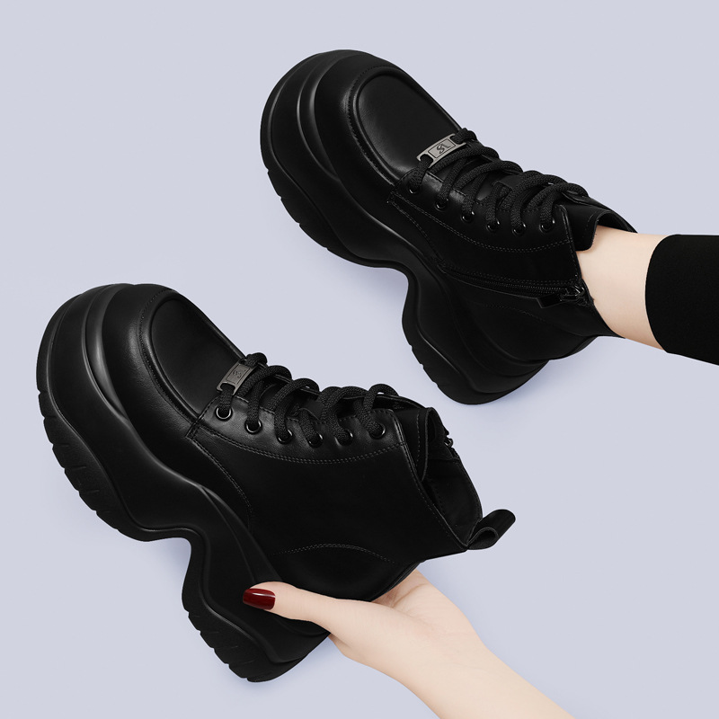 2024 New Autumn Winter Martin Boots For Women Thick Sole Height Increasing Waterproof Platform High Top Simple Comfortable Versatile_vogvips.com