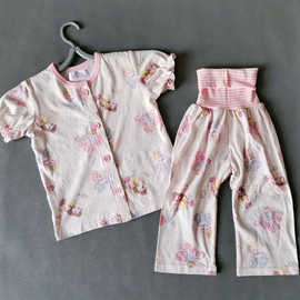 女童套装夏季护肚裤短袖2022新款两件套宝宝夏装全棉家居外穿外贸