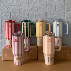 Stanley新款竖纹保温杯汽车杯户外吸管大容量车载商务礼品