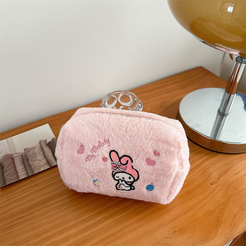 Large-capacity stationery pencil case Cartoon plush pencil case Cute cartoon student storage Melody Kuromi pencil case
