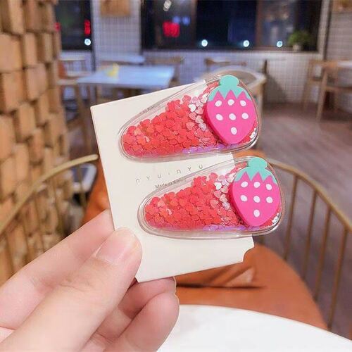 Korean Fresh Color Flowing Sand Transparent Children's Fruit Hair Clip PVC Edge Clip Baby Frizzy Hair BB Side Clip Hair Accessory