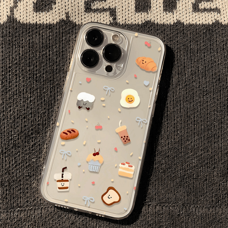 Dessert coffee for Apple 16/12/13 mobile phone case 14/15promax transparent 7/8P soft XS fine hole through