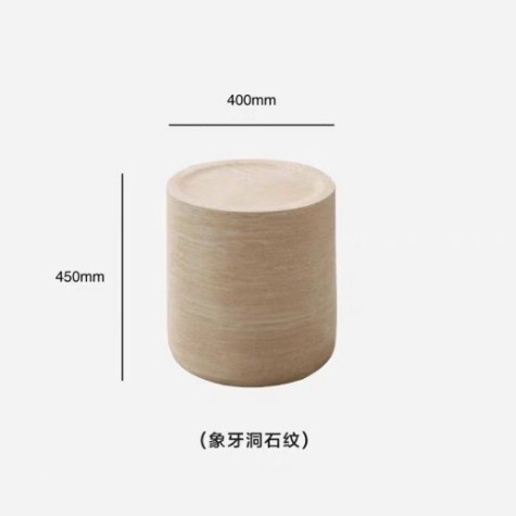 侘寂风洞石茶几客厅家用轻奢现代极简圆形茶几设计师大理石玻璃钢|undefined