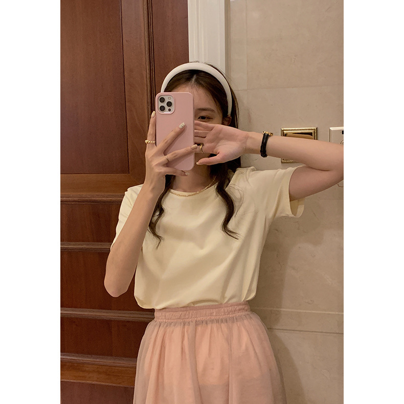 【歌銘王揚げ15色】丸首ゆるい半袖tシャツ2025夏の新型インナーコートDN218