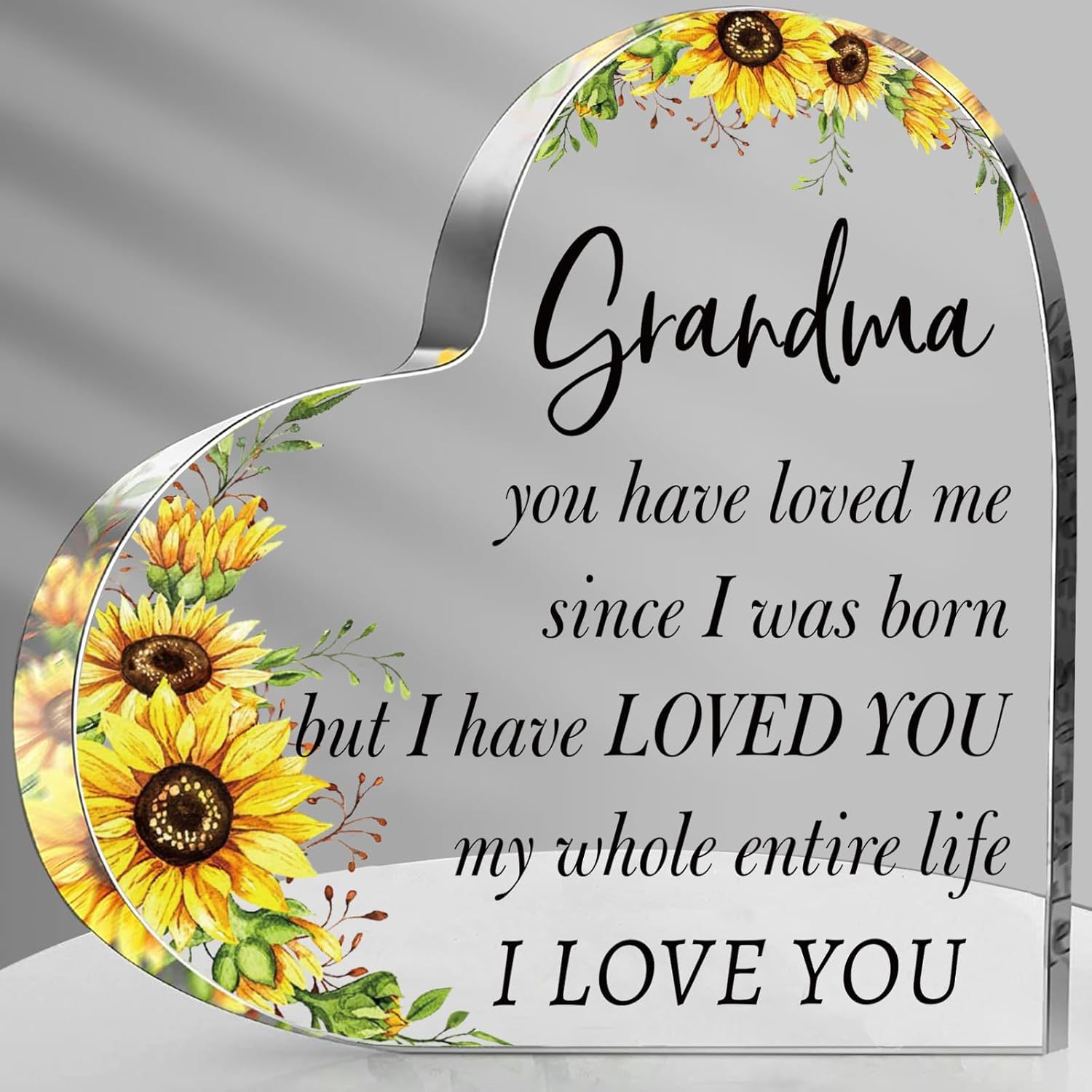 Hiipeenow Grandma Gifts 来自孙子女,亚克力心形标志礼物,生日,