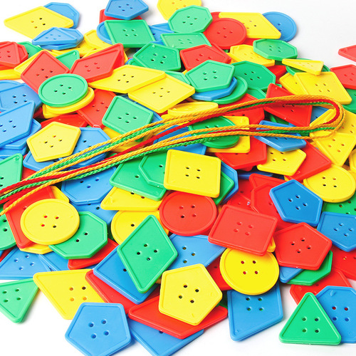 Early education geometric button string building blocks educational threading toys kindergarten desktop color recognition 2-3 year old puzzle