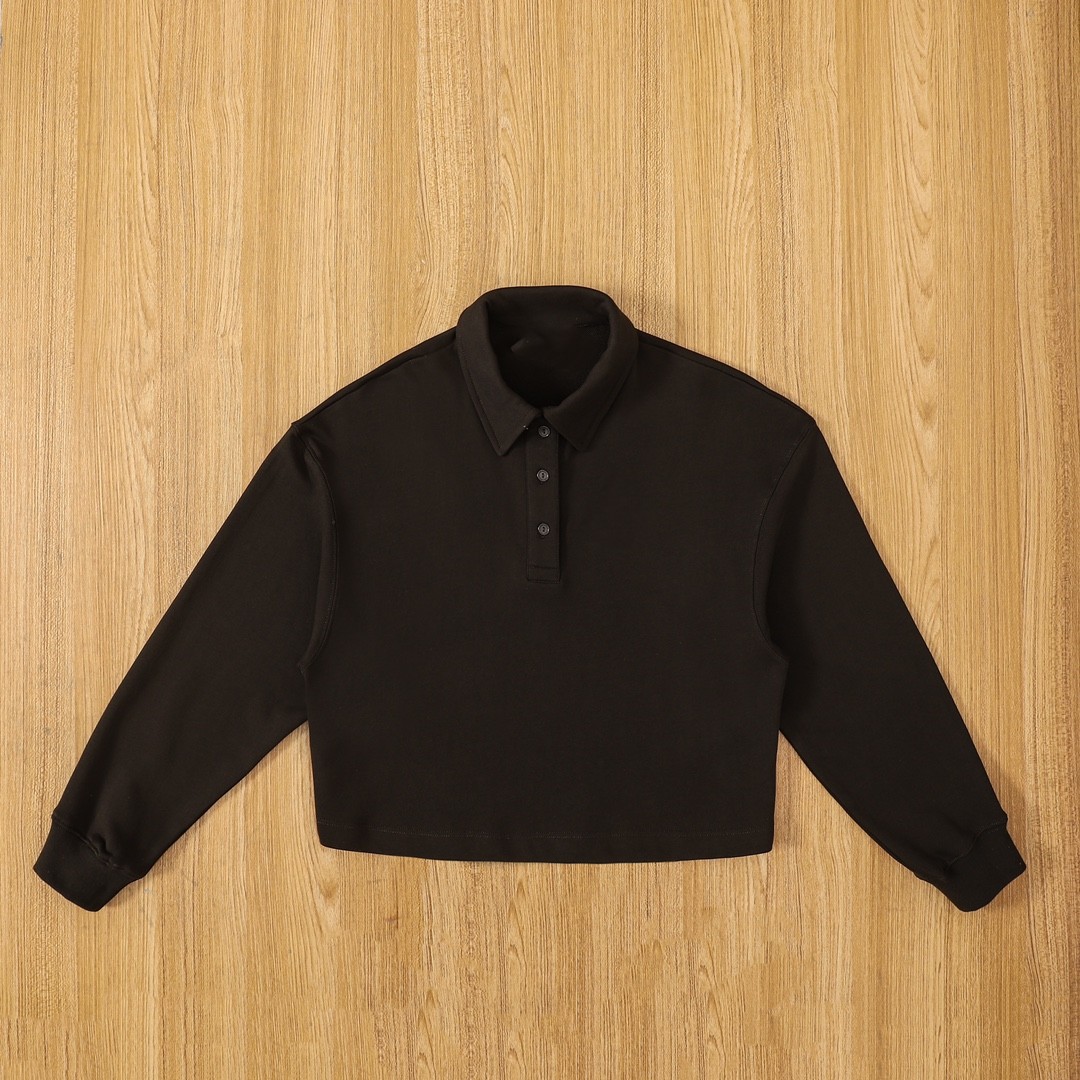 70294 New Autumn Loose Short Polo Collar Sweatshirt
