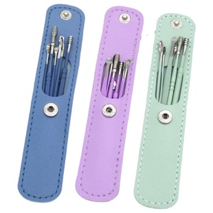 6-piece set single stainless steel ear digging spoon double spiral ear digging buckle ear picking ear picking ear tool set