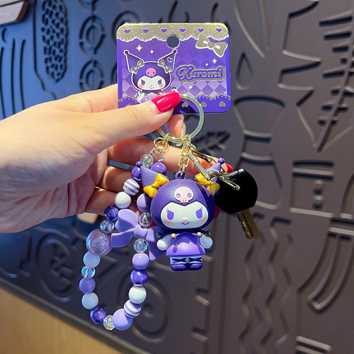 Authentic Takara Tomy Bead Bracelet Keychain with Creative Lulumin Car Bag Charm Keychain Figurine Pendant