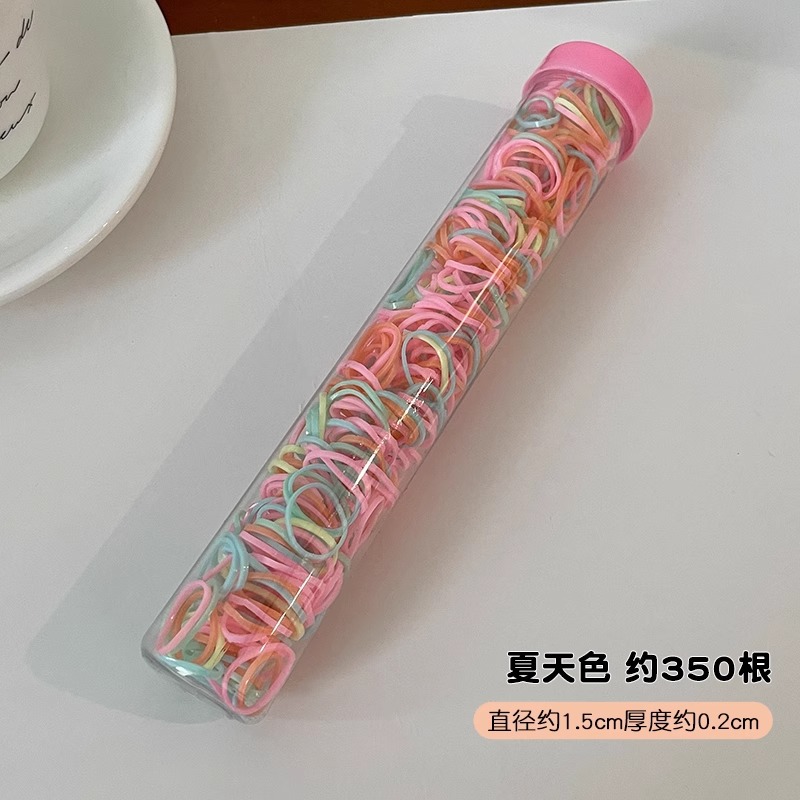 Desechable pequeña banda de goma colorida de las mujeres pequeña cubierta de cuero lazo de pelo cuerda de pelo no duele el pelo alto elástico banda de pelo de los niños tocado