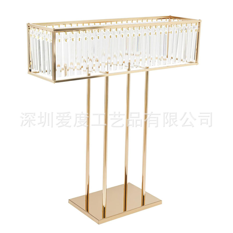 新款跨境专供长方形铁艺电镀装饰桌花器婚礼堂宴会厅舞台布置摆件
