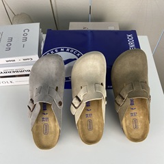 全真皮现货BK勃肯鞋源包发货情侣秋季包头凉拖鞋懒人一脚蹬外穿鞋