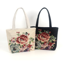 中小包帆布包双面金丝提花刺绣手提包清新百搭单肩包文艺休闲包邮