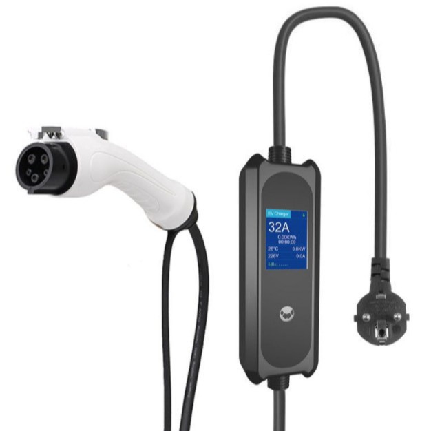 新能源电动车美标便携式TYPE 1家用便携式充电枪大屏显示多档调节