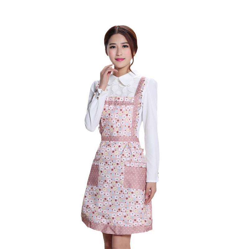 La nuera china marca delantal fábrica engrosada de doble capa antiincrustante Comercio exterior princesa coreana delantal al por mayor