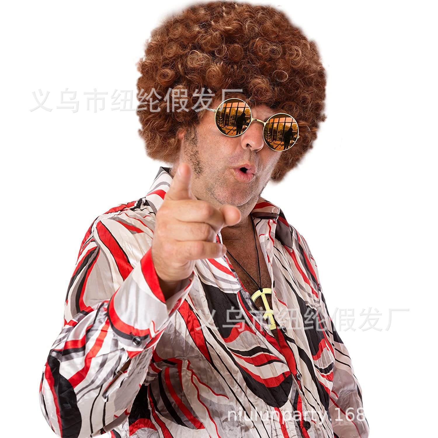 Festival de rendimiento hippies explosión cabeza peluca Hippie theme party cos gafas de sol paz collar traje