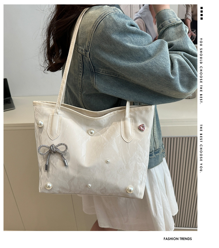 Casual work commuting bag for women, large capacity, new Spring 2025, stylish and simple single-shoulder shopping bag tote bag Item Picture