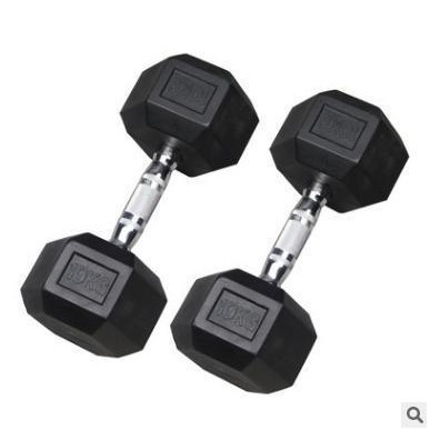 Dumbbells with hexagonal rubber coating, solid pure iron, jujube pit shape, men's and women's home use, cast iron fitness equipment, 5/10/15/set