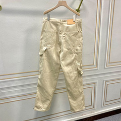 多用途ワークジーンズ 2025 春夏新作エンボスレターファッションズボンジッパールーズパンツ男性と女性用