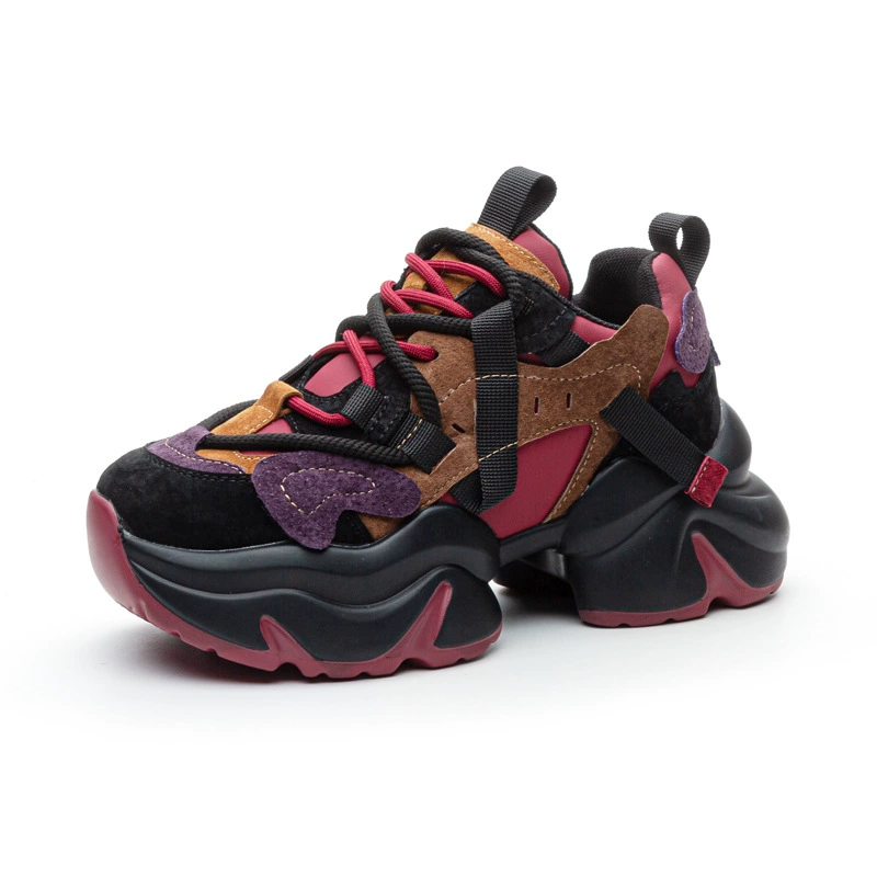 Fleece-lined Winter Platform Sneakers, Genuine Leather, Chunky Sport Style