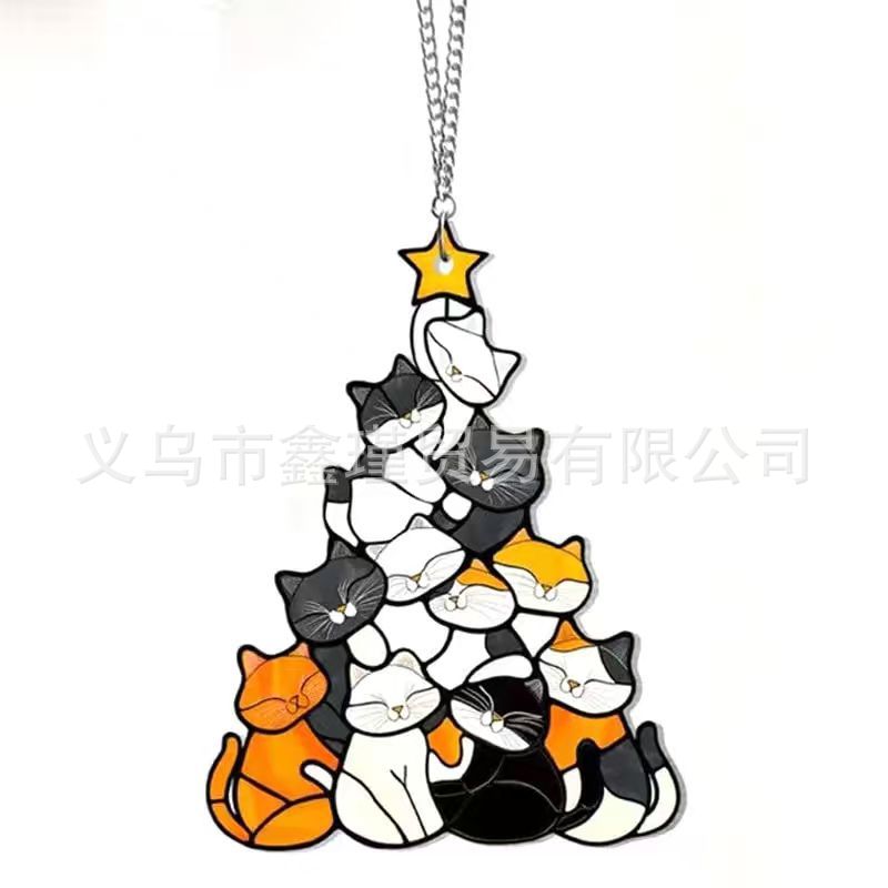 Nuevos productos acrílicos transfronterizos Cat Christmas Tree Suncatcher Ornament Cat Christmas Tree image 4
