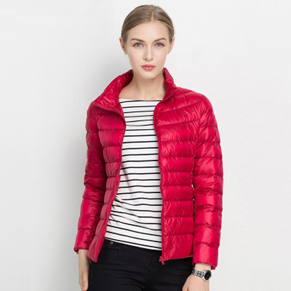Mujer Ultra Light Down Coats Chaqueta acolchada de algodón para mujer Chaqueta acolchada de invierno con cuello alto y ligero