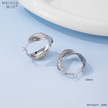 丽银化蝶简约系列高精致简约欧美时尚大气 精致高级耳圈系列耳环