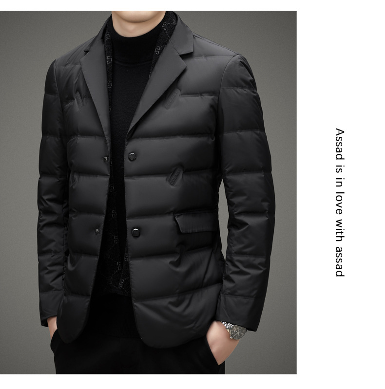 Men's Clothing Fashionable Simple Suit Scarf Collar Down Jacket Men's Autumn and Winter Trendy Warm Down Jacket Suit Style Down Jacket_voghion.com