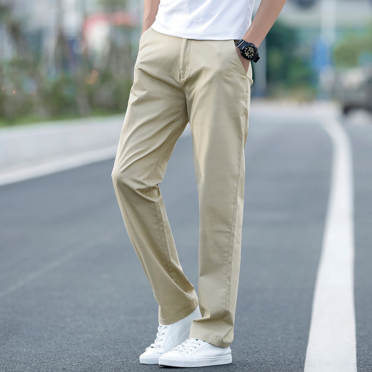 2026 New Style Casual Pants for Men, Pure Cotton, Spring and Autumn, Loose Straight-Leg, Korean Style, Business Men's Trousers, Long Pants for Men