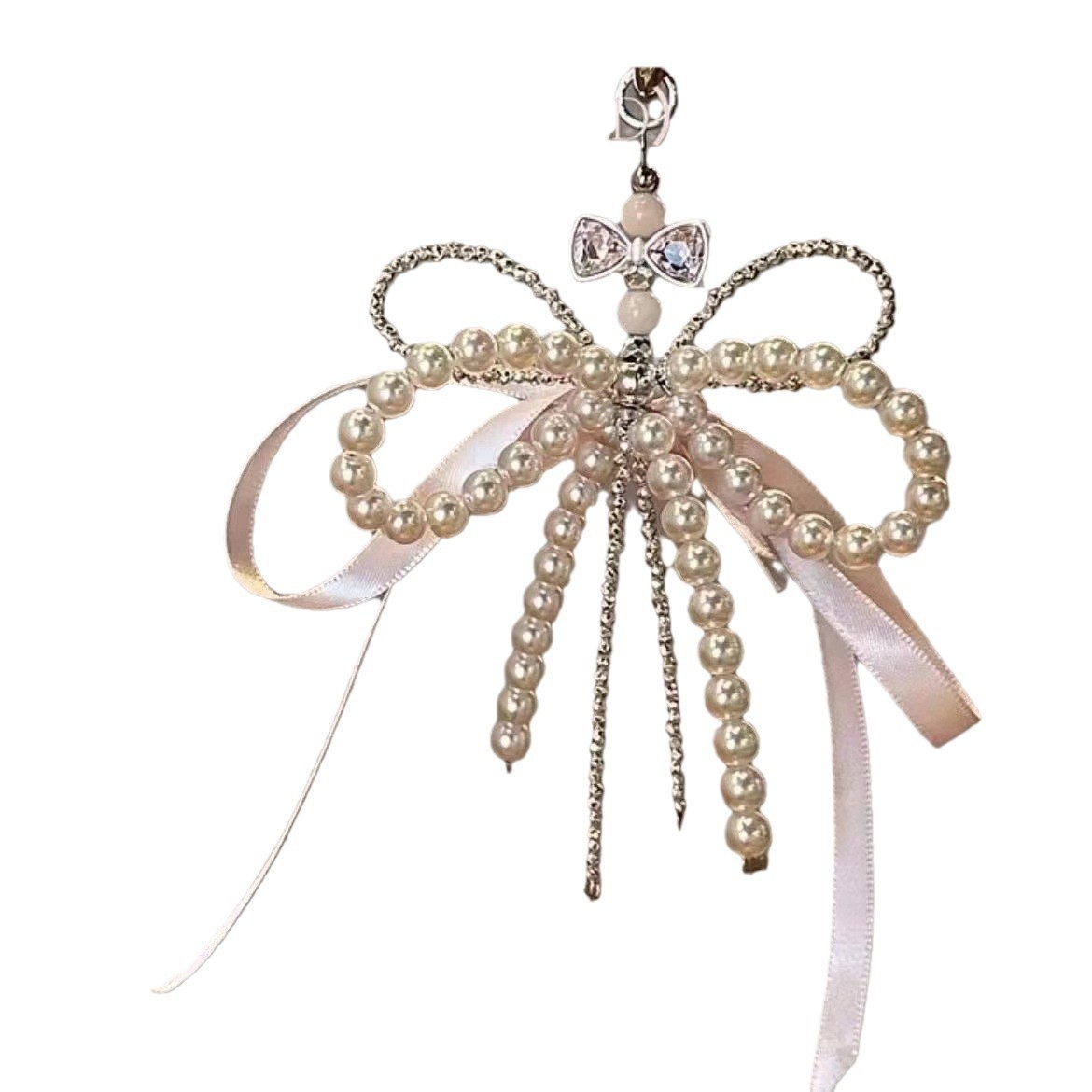 Dulce ballet arco rosa perla cadena de teléfono móvil coreana de mujeres joyas colgantes de viento 2024 nuevo