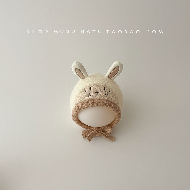 婴儿帽子冬天毛线帽小月龄宝宝可爱卡通毛绒护耳帽加厚保暖针织帽|undefined