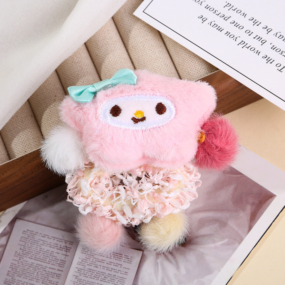 Niños cuerdas de cabello Kulomi 2024 nuevas estrellas de peluche lindas anillo de cabello para niñas Zuma bola de cola de caballo adornamiento para el cabello