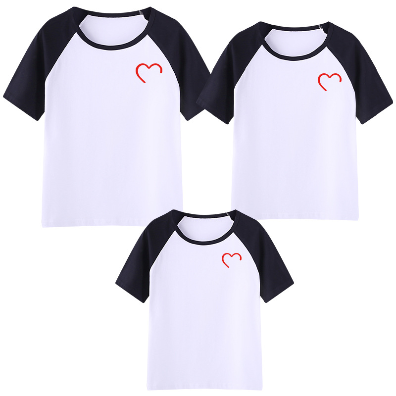 Klein ropa para padres e hijos una familia de tres líneas de verano amor impreso ropa familiar 2024 nueva ropa de jardín de infantes